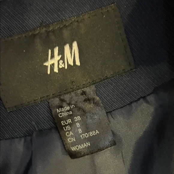 🌻3/$15🌻 H&M women’s Dark Blue Military Jacket - Picture 2 of 10